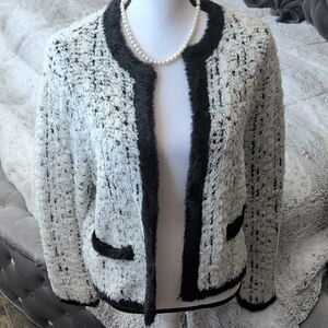 Ann Taylor Black and White Textured Cardigan